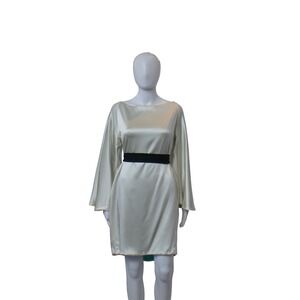 Fausto Puglisi Silk Dress IT 42 US 6 Cream Long Sleeve Minimalist